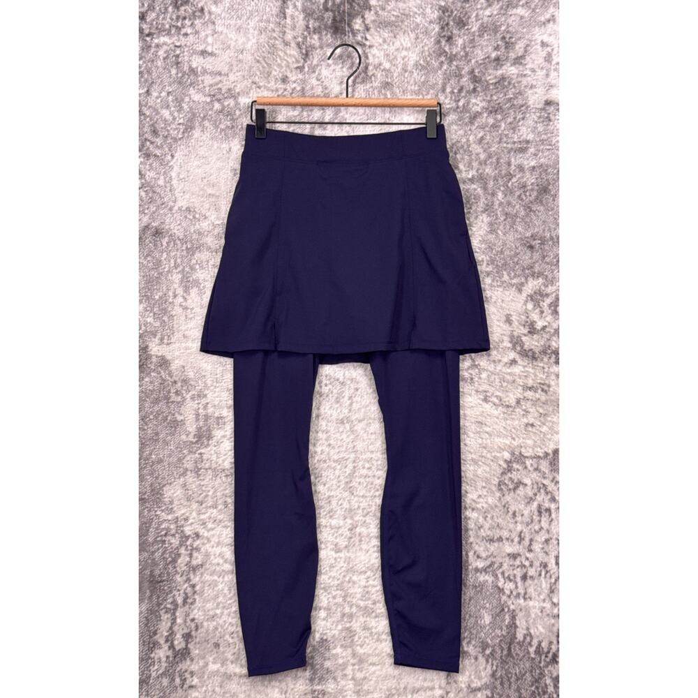 RNWK Skirted Leggings Small Womens Split Front Skort Performance Navy Blue